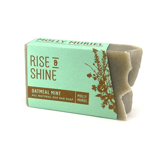 Oatmeal Mint soap from Molly Muriel. All natural, vegan, zero waste, and palm-free soap.
