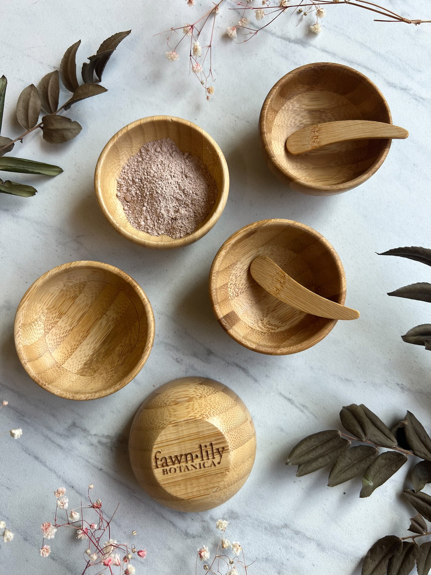 Fawn Lily Botanica | Bamboo Mixing Bowl for Facial Clay Masks and Scrubs - reusable, sustainable, eco