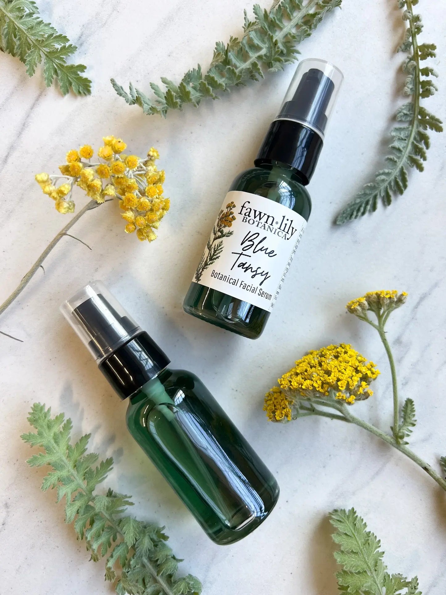 Fawn Lily Botanica | Blue Tansy Botanical Facial Serum - potent facial oil with grapeseed oil, blueberry oil, evening primrose oil, sesame oil, kiwi oil, macadamia oil, kukui oil