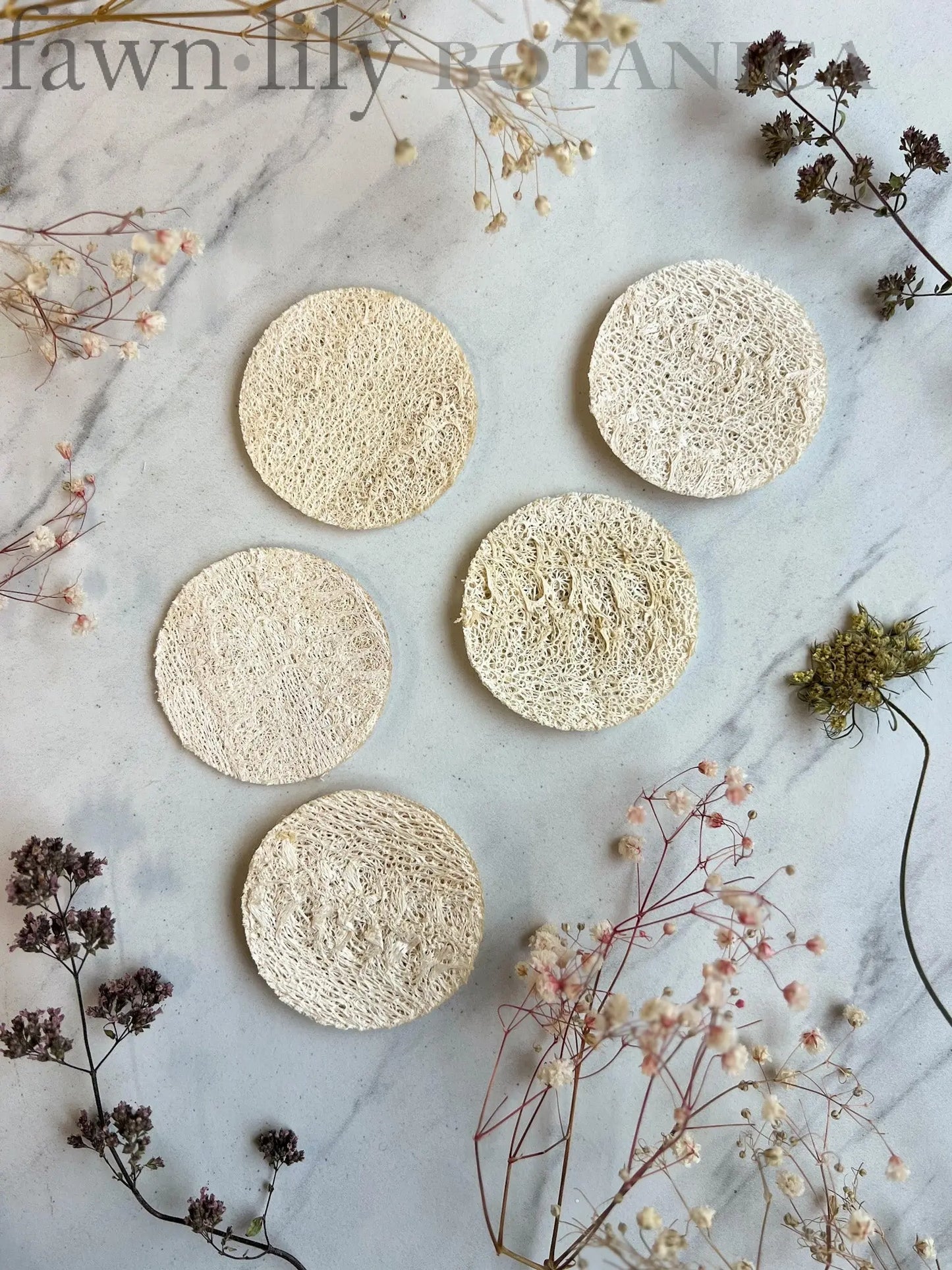 Fawn Lily Botanica | Soft Facial Luffa Sponge Rounds Exfoliate and Cleanse