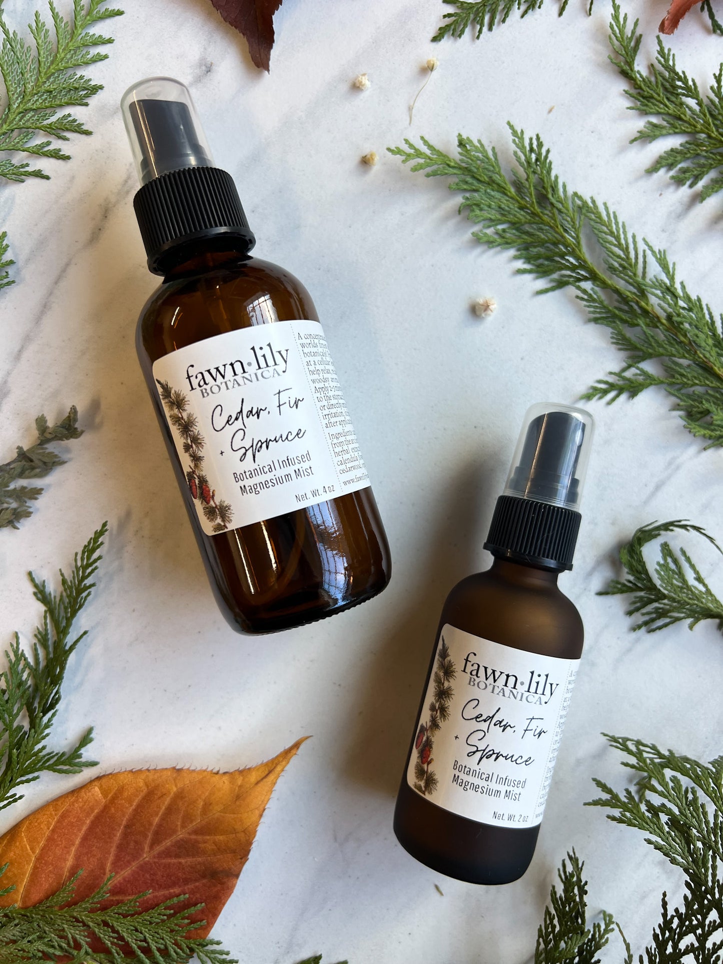 Cedar, Fir + Spruce Magnesium Mist | Fawn Lily Botanica - botanical infused magnesium oil, pure and concentrated herbal formulas