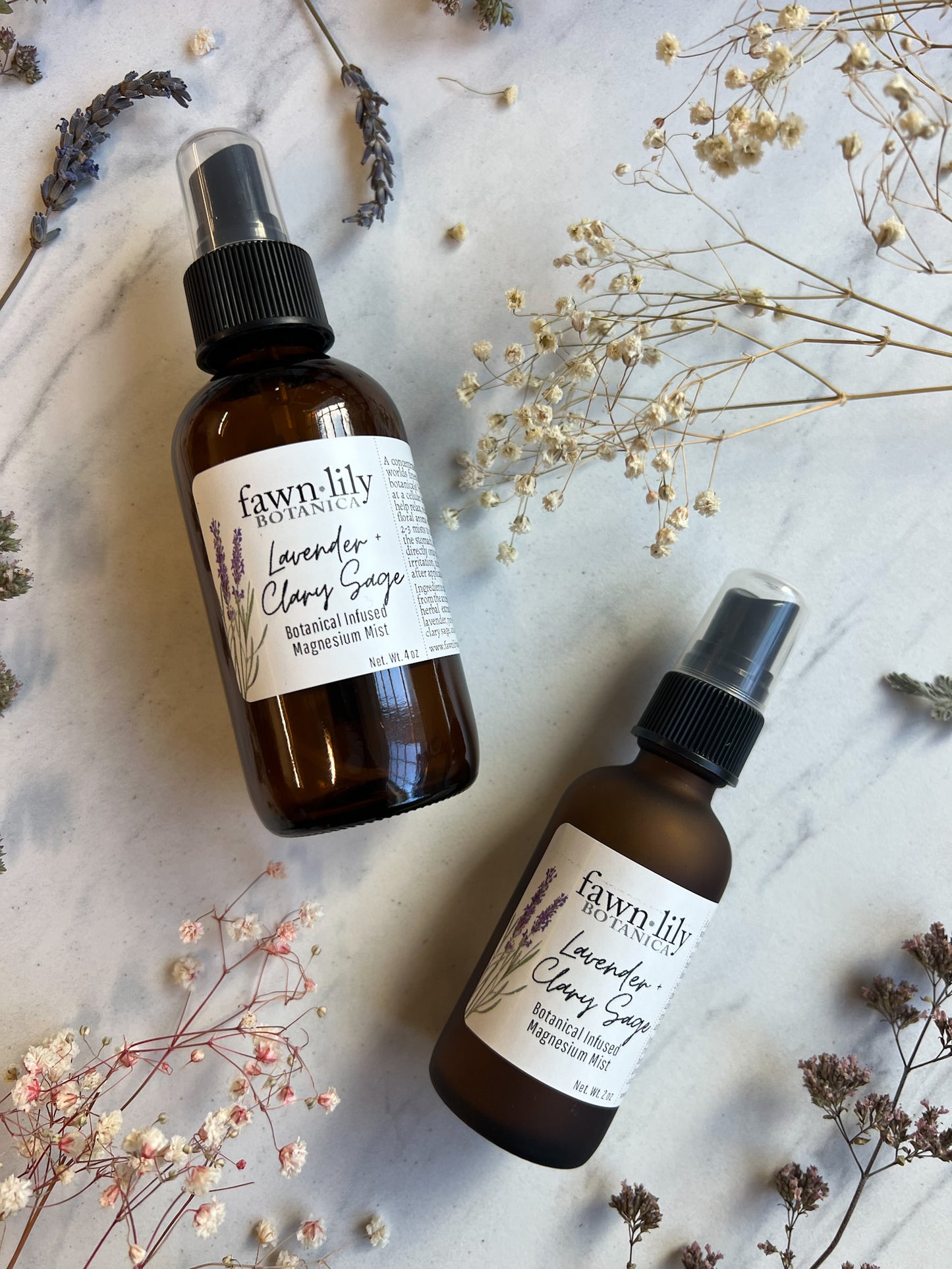 Lavender + Clary Sage Magnesium Mist | Fawn Lily Botanica - botanical infused magnesium oil, pure and concentrated natural herbal formulas