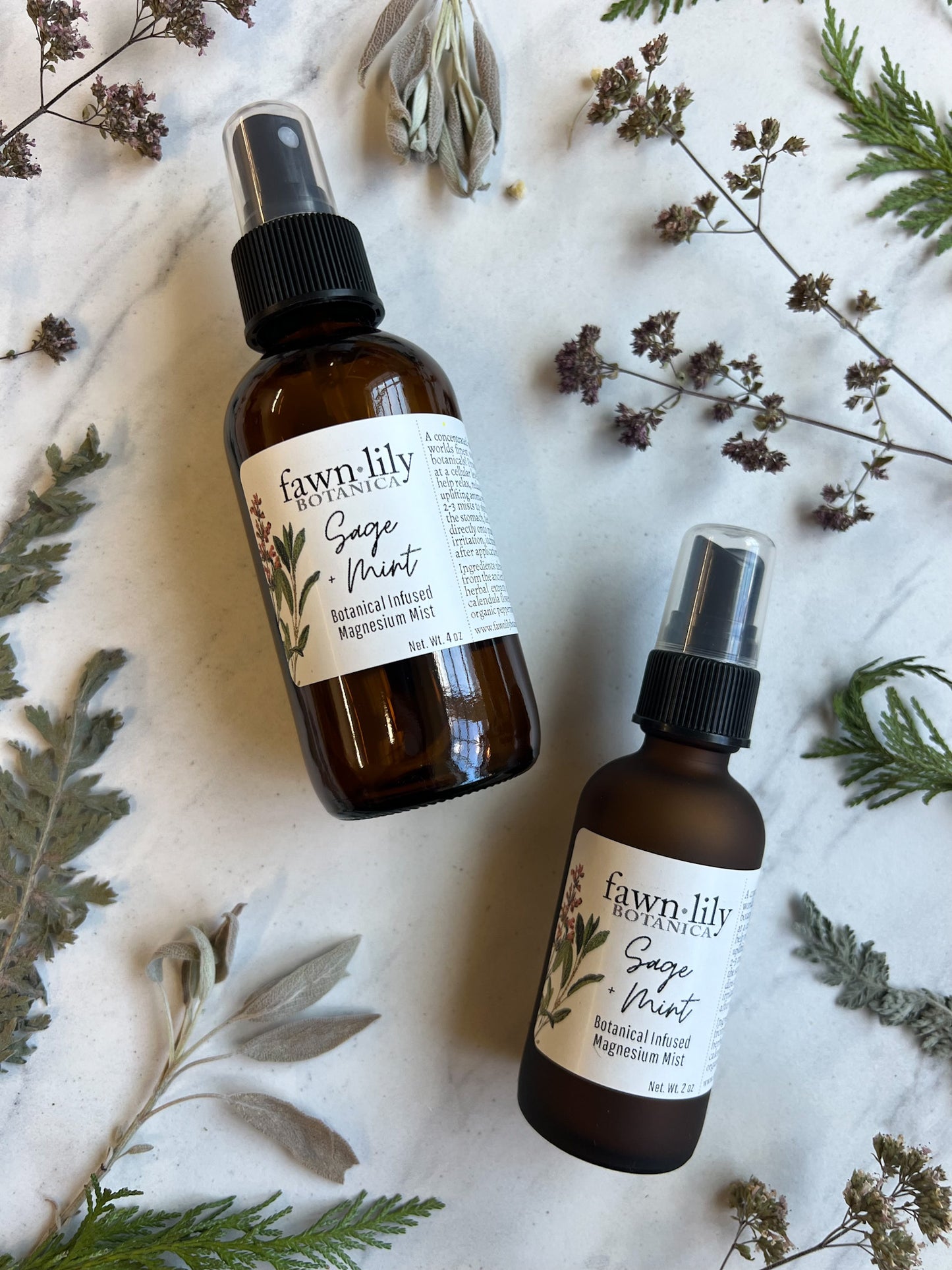 Sage + Mint Magnesium Mist | Fawn Lily Botanica - botanical infused magnesium oil, pure and concentrated natural herbal formulas