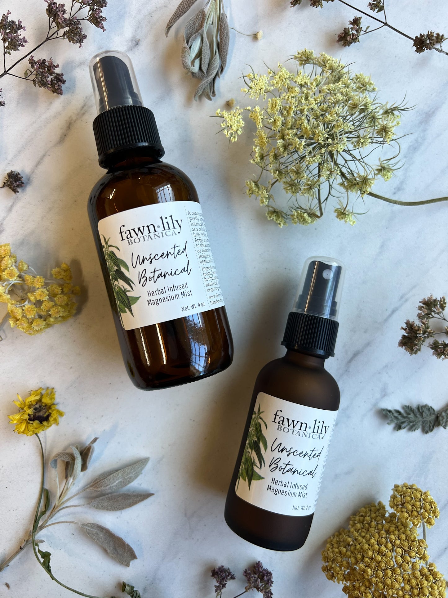 Unscented Botanical Magnesium Mist | Fawn Lily Botanica - botanical infused magnesium oil, pure and concentrated natural herbal formulas