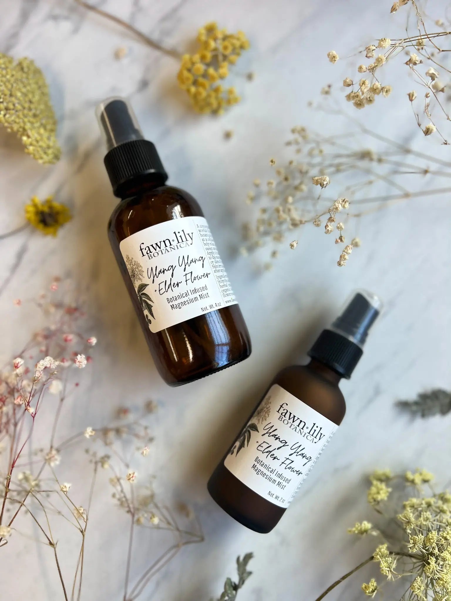 lily flower essential oil Ylang Ylang + Elder Flower Magnesium Oil Mist 2oz bottle