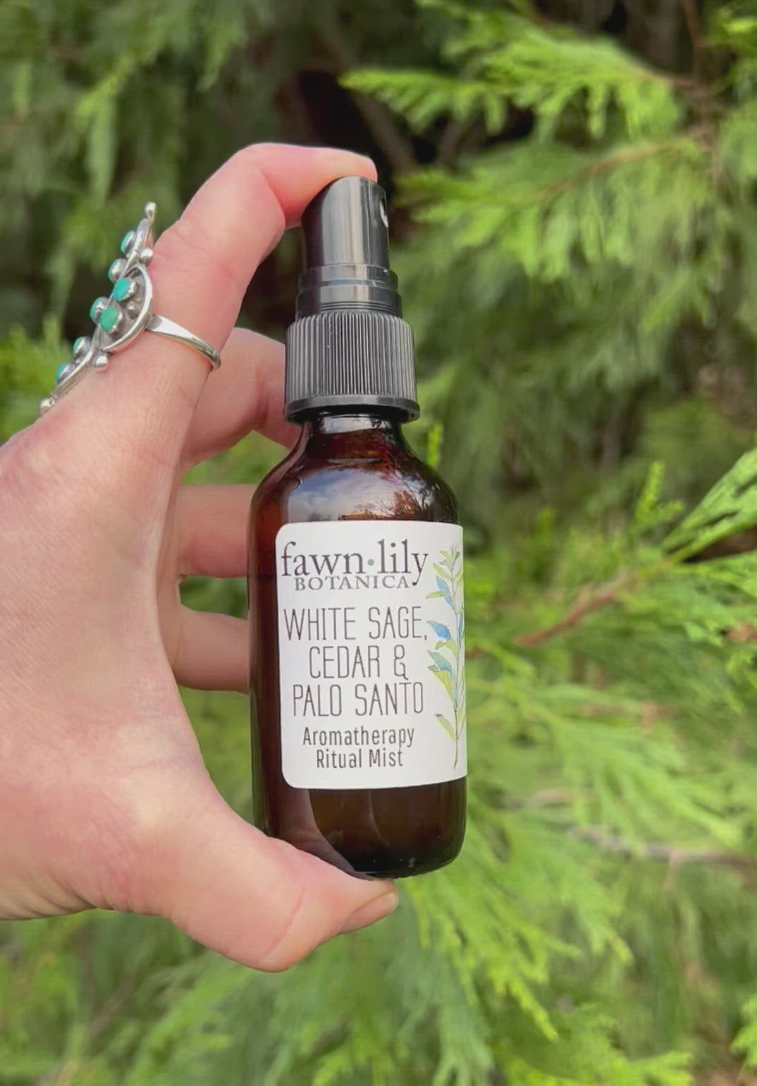 WHITE SAGE, CEDAR + PALO SANTO RITUAL AROMATHERAPY MIST. Smokeless smudge spray to cleanse and purify.