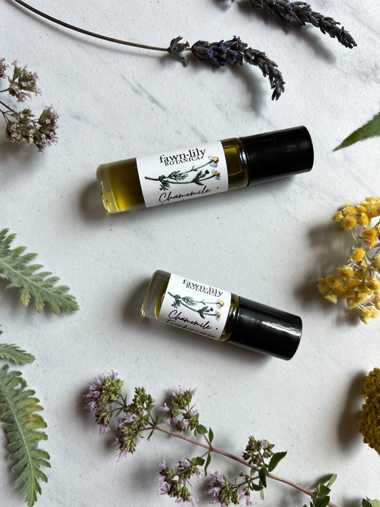 Nourishing Chamomile + Frankincense Botanical Eye Elixir | Fawn Lily Botanica. Revitalize the skin around your eyes with our Nourishing Botanical Eye Elixir. Plant-based eye oil to nourish, moisturize, firm, protect, repair.