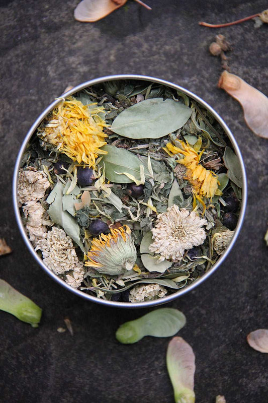 ALPINE MIST HERBAL FACIAL STEAM. Natural facial steam made with organic herbs and botanicals. Vegan natural facial care to cleanse and tone skin.