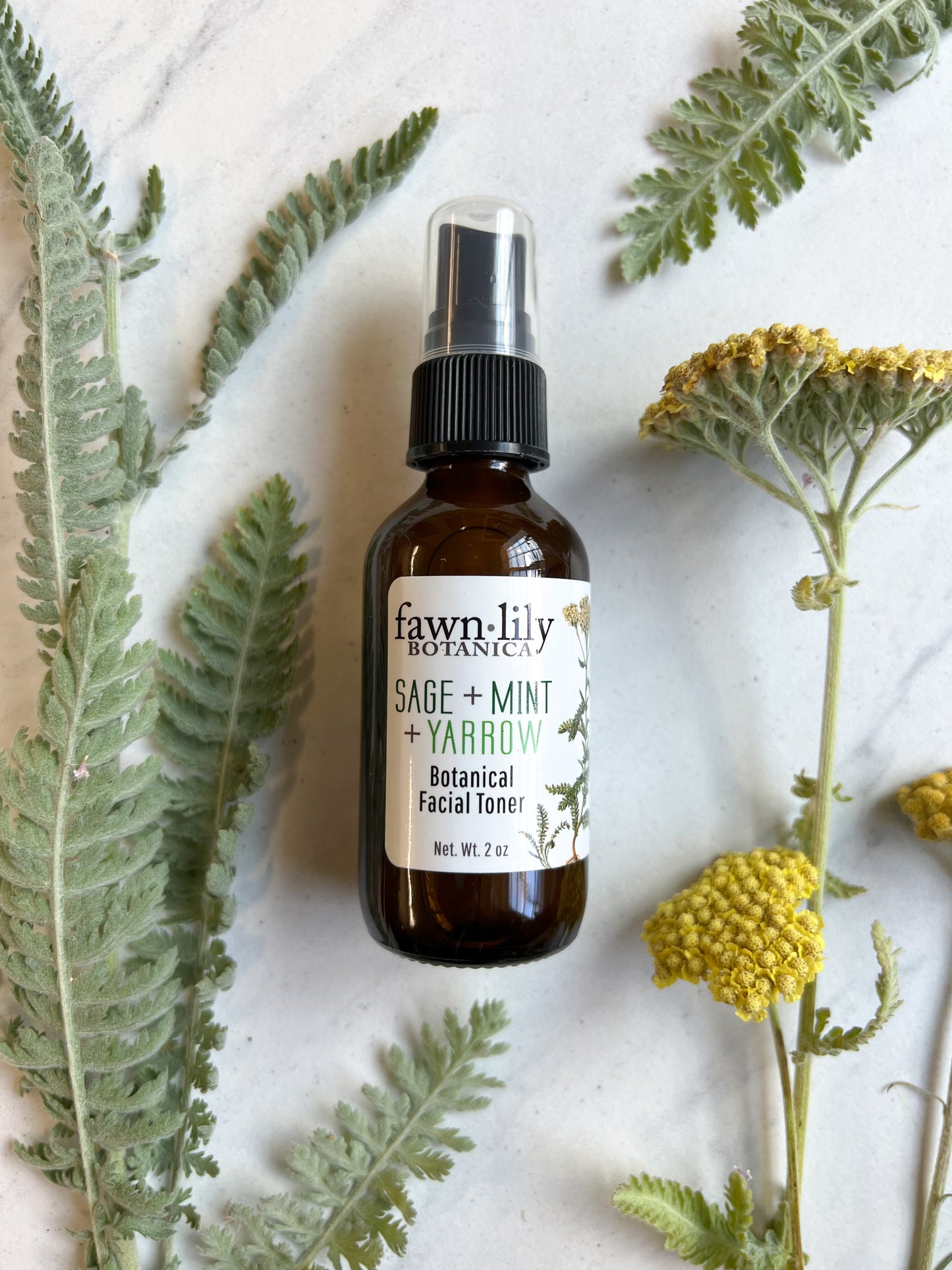 Sage Mint Yarrow Botanical Facial Toner | Fawn Lily Botanica - All natural vegan facial toner made from organic herbs and botanicals. Tones, cleanses, balances skin.