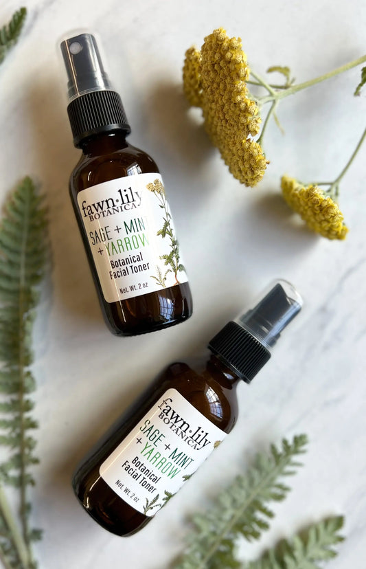 Sage Mint Yarrow Botanical Facial Toner | Fawn Lily Botanica - All natural vegan facial toner made from organic herbs and botanicals. Tones, cleanses, balances skin.
