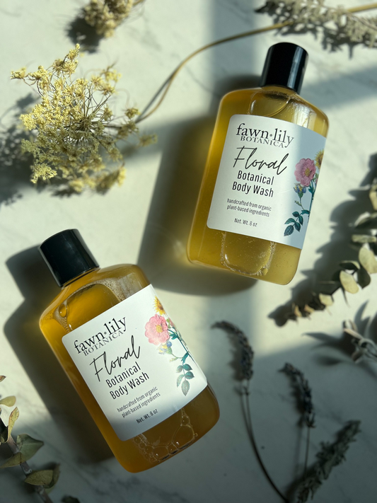 Fawn Lily Botanica | Natural plant-based body wash, shower gel, botanical soap with floral scent