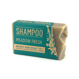 Zero waste all natural shampoo bar with herbs from Molly Muriel.