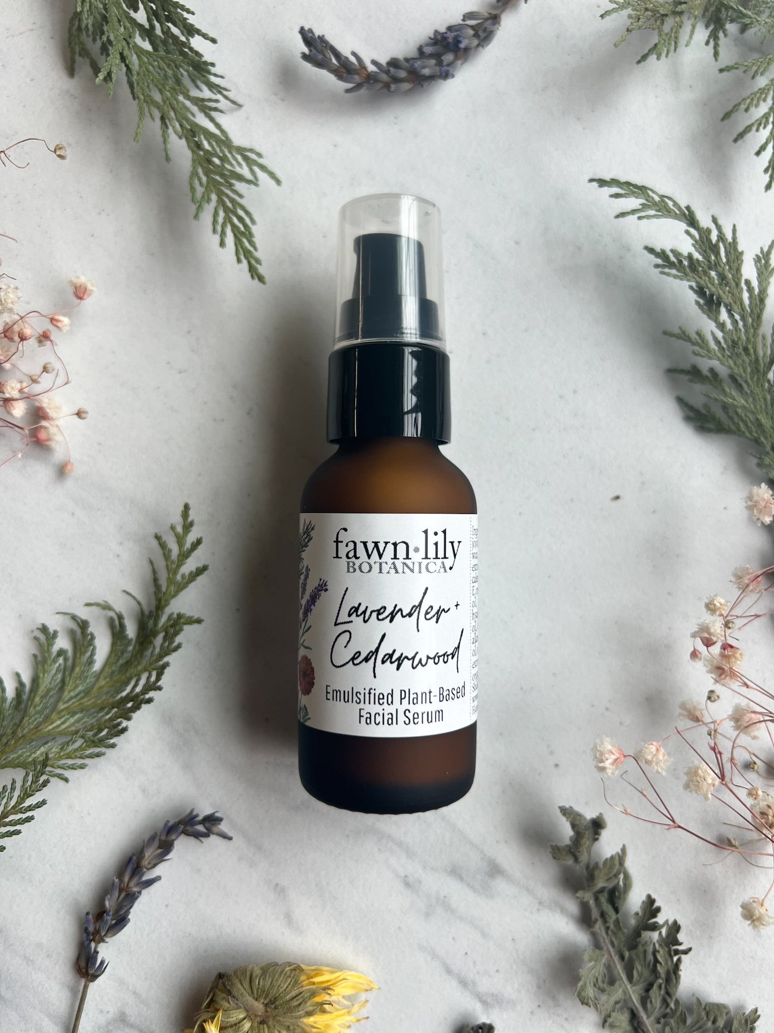 Fawn Lily Botanica | Emulsified Lavender Cedarwood Botanical Facial Serum Cream, vegan, natural, plant-based face moisturizer 
