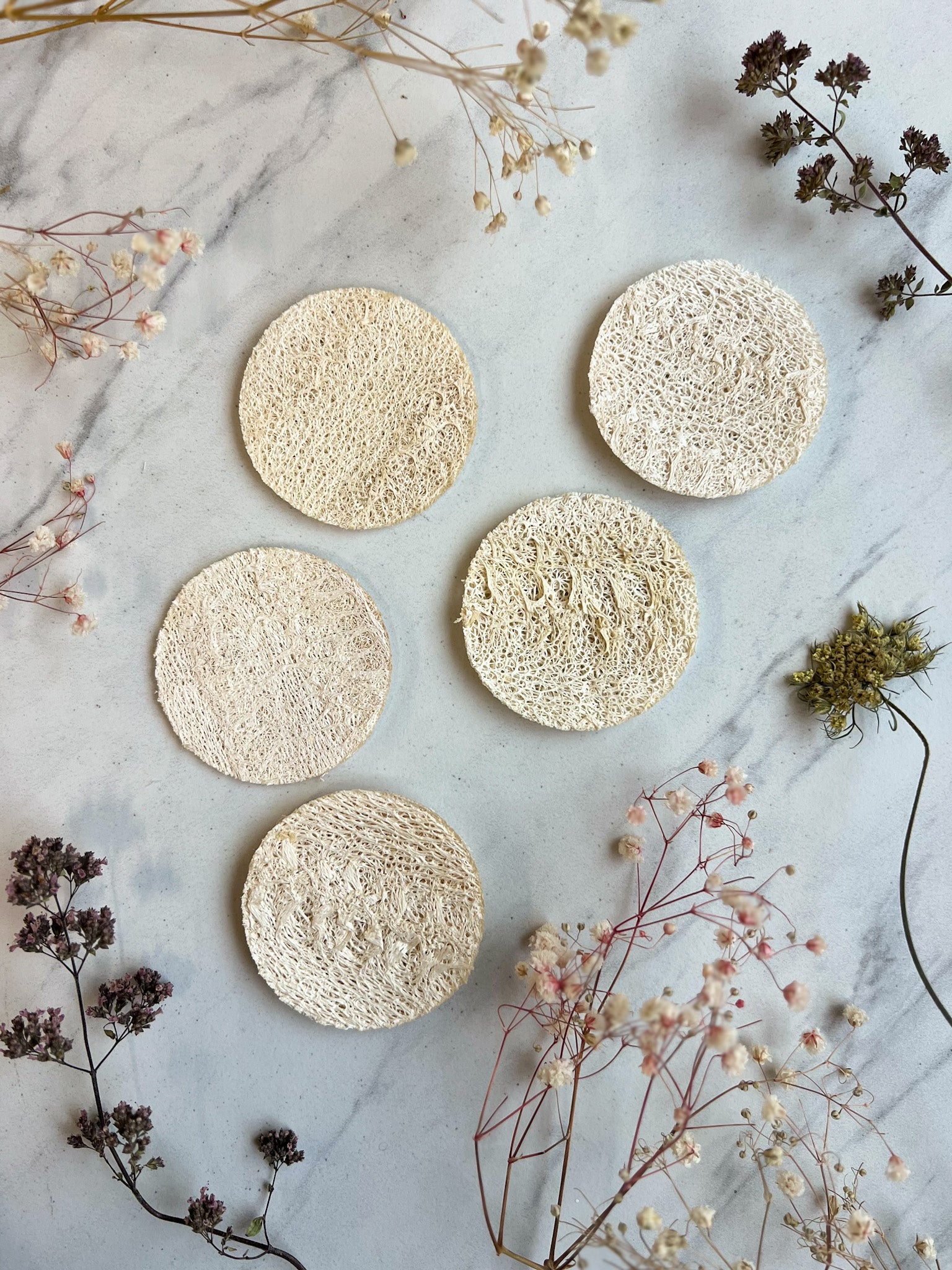 Fawn Lily Botanica | Soft Facial Luffa Sponge Rounds Exfoliate and Cleanse