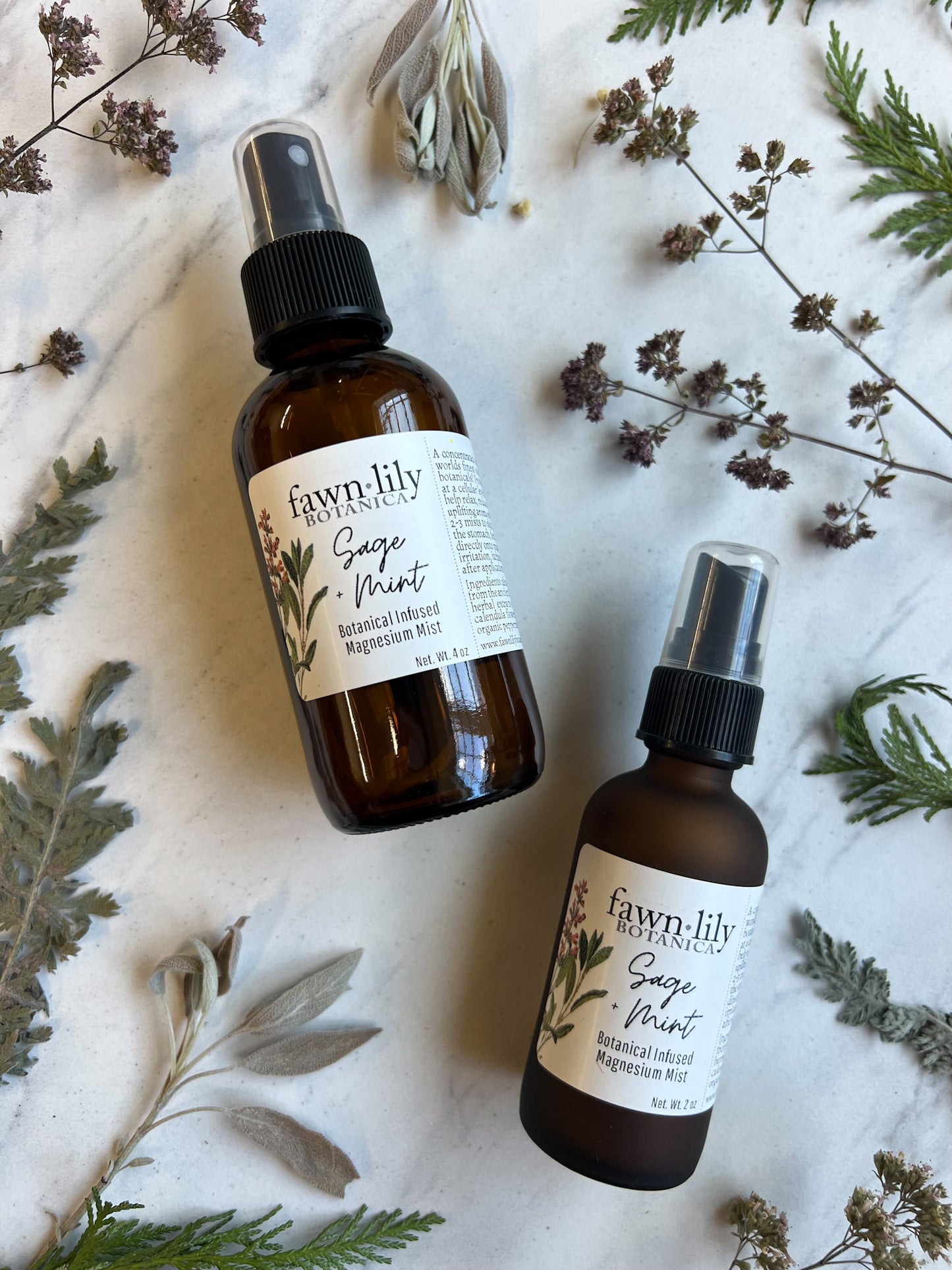 Sage + Mint Magnesium Mist | Fawn Lily Botanica - botanical infused magnesium oil, pure and concentrated natural herbal formulas