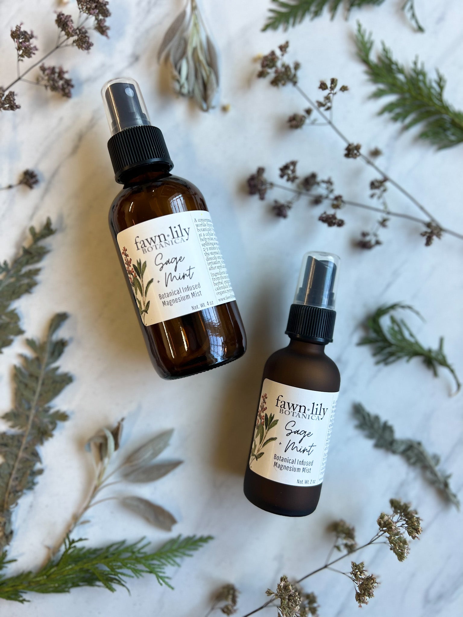 Sage + Mint Magnesium Mist | Fawn Lily Botanica - botanical infused magnesium oil, pure and concentrated natural herbal formulas