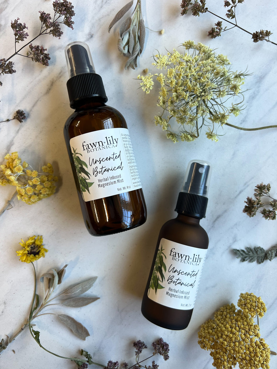 Unscented Botanical Magnesium Mist | Fawn Lily Botanica - botanical infused magnesium oil, pure and concentrated natural herbal formulas