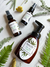 Load image into Gallery viewer, JUNIPER + TEA TREE + MINT FACIAL CARE COLLECTION | Fawn Lily Botanica. Botanical plant-based facial wash cleanser, natural facial toner, moisturizing facial serum set for deep cleansing and skin balancing. Normal, combination, oily, all skin types.
