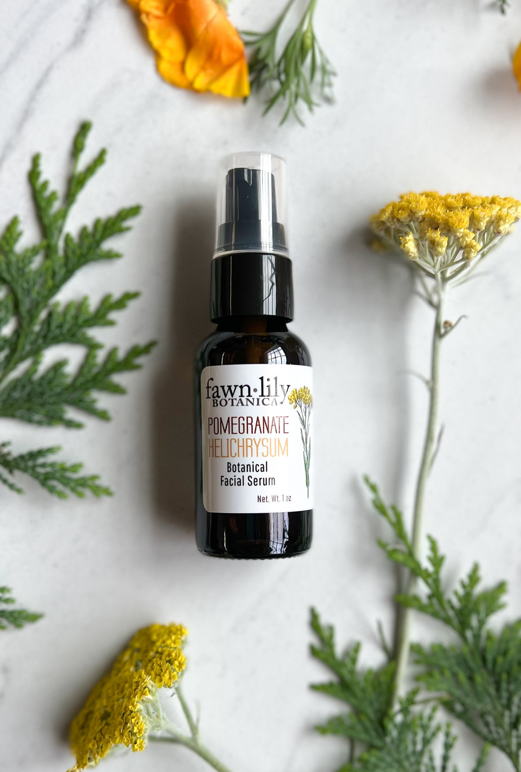 POMEGRANATE + HELICHRYSUM BOTANICAL FACIAL SERUM | Fawn Lily Botanica - A rich, concentrated facial oil designed to deeply moisturize, restore, and repair dry & mature skin. Made from organic, vegan plant-based ingredients