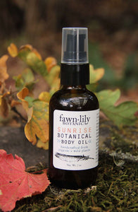 Sunrise Body Oil | Fawn Lily Botanica - A beautiful, cheerful, aromatic body & massage oil! Naturally, nourishes, smoothes, and moisturizes for glowing gorgeous skin.