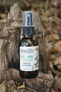 Sage Mint Yarrow Botanical Facial Toner | Fawn Lily Botanica - All natural vegan facial toner made from organic herbs and botanicals. Tones, cleanses, balances skin.